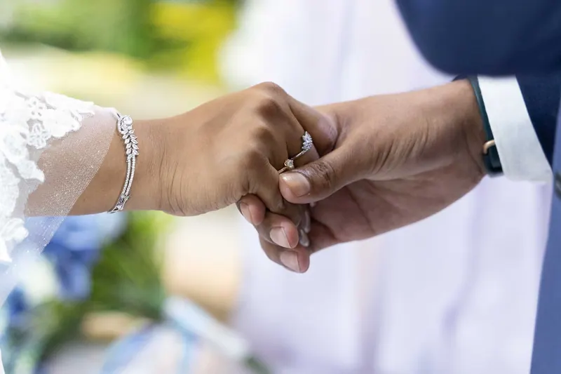Hands exchanging wedding rings